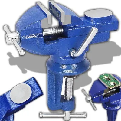 Image de Etau rotatif pour établi - Etau de table en fonte avec largeur de mâchoire de 50 mm et fonction de rotation à 360