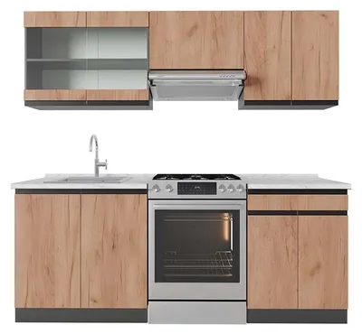 Obrázok produktu pre Kuchynský kút Vicco R-Line Goldkraft dub/antracit 200 cm , AP Marble, Model 43184