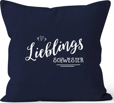 Produktbild von Kissenbezug Lieblingsschwester Geschenk Schwester Familie Geschwister Lieblingsmensch 40x40 Baumwolle MoonWorks® navy 40cm x 40cm