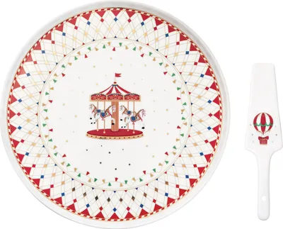 Zdjęcie produktu dla Talerz na ciasto Christmas Wonderland Ø32cm z serwerem do ciasta Świąteczny talerz na ciasto