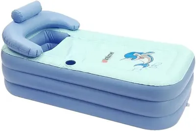 Produktbild von Aufblasbare Badewanne, faltbares Design, Handpumpe enthalten, Blau