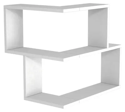 Eckregal Bulut, 2 Fächer, L-Form, 59,5x54,5x45+44,5 cm, Weiß