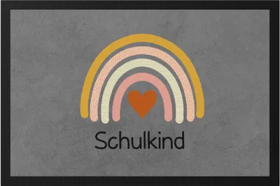 Produktbild von Schulkind Fußmatte  Einschulungsgeschenk Grundschule 1. Klasse Schulstart Regenbogen Herz