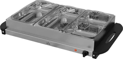 Obrázek produktu pro Ohřívač bufetu 2 v 1 6,8 l plotýnka 300 W ohřívač jídel z nerezové oceli stříbrný