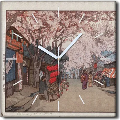 Produktbild von Coloray Uhr auf Leinwand 30x30 cm Wand Uhr Dekoration Wohnzimmer Segeltuch weiße Zeiger -Kirschbaumbahn.
