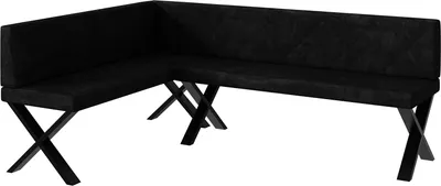 Produktbild von MEBLINI Eckbank für Esszimmer - Küchenbank - Essecke - Sitzecke Küche - ERIC - X-Beine 142x196x87cm Links - Graphit Samt
