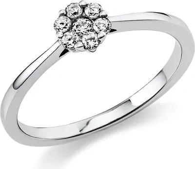 Produktbild von Ring Blume aus 750 Gold Weißgold 7 Brillanten 0,17ct TW-SI B:5,3mm Innenumfang 56mm  Ø17.8mm