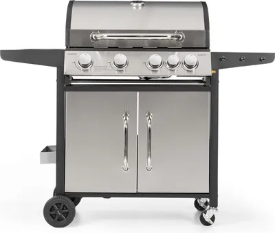 Produktbild von Klarstein Gasgrill mit Großer Grillfläche, Gasgrill 1 Seitenbrenner & 4 Brenner, 17,1kW Edelstahl-Gasgrill, BBQ Gasgrill für Balkon & Garten, Grill für Propan, Gasgrills mit 5 Brenner & Thermometer