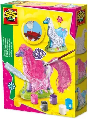 Produktbild von Pferde Gipsfiguren Gießen und Bemalen Set, SES Creative, Pferde mit Mähne, Kreativset
