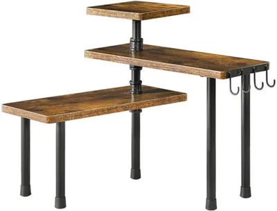 Produktbild von Unyqoos ® Eckregal mit verstellbaren Regalen und Haken für Küche und Badezimmer, platzsparend, 63 x 17 x 40 cm