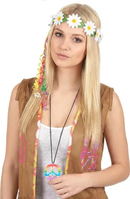 Produktbild von Peace-Halskette Hippie bunt - Einheitsgröße
