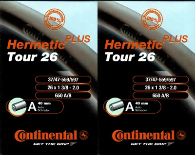 Produktbild von 2x Continental Tour 26 Hermetic Plus Schlauch 26 Zoll AV (37/47-559/597) AV 40mm