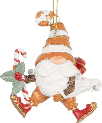 Image de Clayre & Eef Pendentif de Noël nain 8x4x10 cm orange plastique