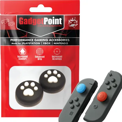 Immagine prodotto di Impugnature per pollice - Impugnature per pollice per controller Nintendo Switch Joy-Con - Impugnature per pollice da gioco - Impugnature per pollice ad alte prestazioni - Cappucci antiscivolo per joystick - Accessori di protezione - Gambe - Nero con bianco -