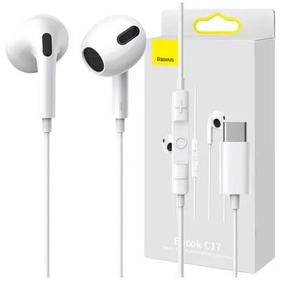 Obrázek produktu pro Baseus C17, Kabel, Hovory/hudba, 20 - 20000 Hz, Sluchátka s mikrofonem, Bílá