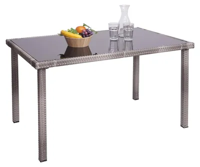 Produktbild von Poly-Rattan Tisch HWC-G19, Gartentisch Balkontisch, 120x75cm  grau-braun