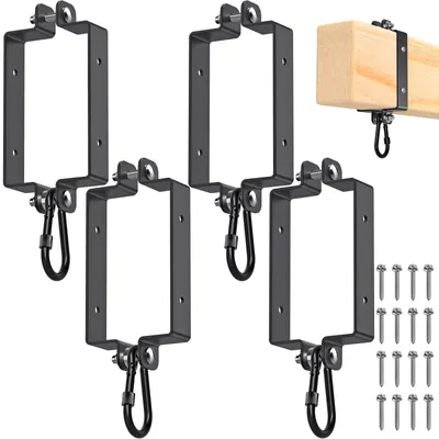 Swingklem-Aufhängehaken für Vierkantholz, 4er-Pack, mit Karabiner