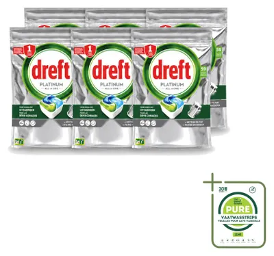 Produktbild von 6 x Dreft Platinum All-in-One Spülmaschinentabs Original - 879 g - Großpackung - 6 Stücke