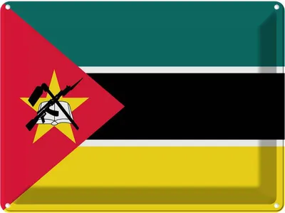 Produktbild von vianmo Blechschild 30x40 cm Mosambiks Mozambique Flagge Fahne Wappen