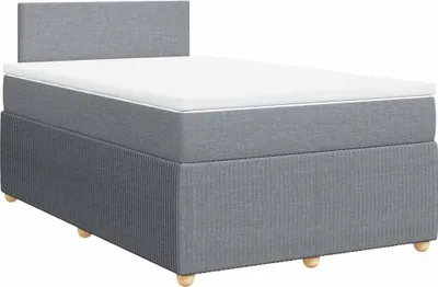 Image de vidaXL Lit boxspring avec matelas gris clair 120x190 cm Tissu