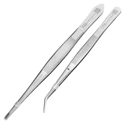 Immagine prodotto di Fmprofessional Pinze da cucina per decorare, Set da 2 pezzi, in acciaio inox, lavabili in lavastoviglie, 18 e 15,5 cm