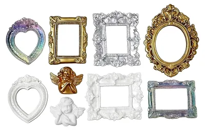 Produktbild von Mini Vintage Bilderrahmen, 9-teiliges Set aus Harz für Fotografie, Kleine DIY Wandbilderrahmen zum Selbstgestalten, Für Wanddekoration und Tischgestaltung