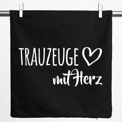 Produktbild von Huuraa Kissenbezug Trauzeuge mit Herz 40x40cm Black Baumwolle Dekokissenbezug Geschenkidee
