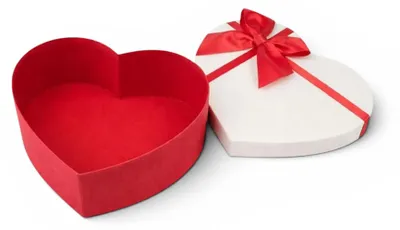 Herzförmige Geschenkbox, 22 x 19,5 x 9 cm, rot mit weißem Deckel