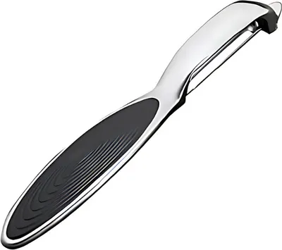 Produktbild von Stylvoller Gemüseschäler aus rostfreiem Stahl in Schwarz – unverzichtbar für jede Küche