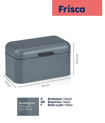 Produktbild von kela Brotkasten Frisca dunkelgrau m 115189 4025457128448