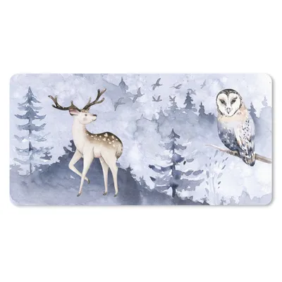 Produktbild von MuchoWow® Mauspad Mousepad Winter - Rotwild - Eule 60x30 cm - Mousepads - Maus Mat - Pad - Mausunterlage - Nachhaltig