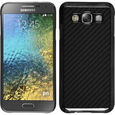 Produktbild von PhoneNatic Case kompatibel mit Samsung Galaxy E5 - Hülle schwarz Carbonoptik Hard-case + 2 Schutzfolien