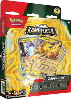 Produktbild von Pokémon-Sammelkartenspiel: Deluxe-Kampfdeck Zapdos-ex (sofort spielbares Deck mit 60 Karten & Zubehör)