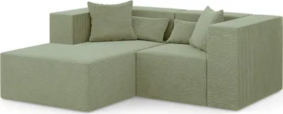 Produktbild von 3-Sitzer Ecksofa NOVA S - 208x180x76cm, Otomane, Links, L-form, Grün
