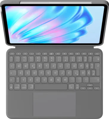 Produktbild von Logitech Combo Touch - Tastatur und Foliohülle - mit Trackpad - hintergrundbeleuchtet - Apple Smart connector - QWERTZ - Deutsch - Oxford Gray - für Apple 10.9-inch iPad Air (5. Generation)