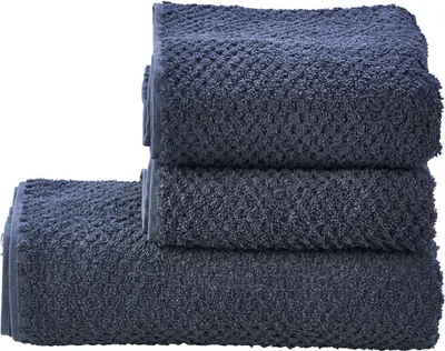 Produktbild von DONE 3-teiliges Handtuch-Set Provence Honeycomb Anthrazit Frottee mit Fransen