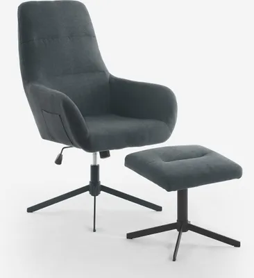 Immagine prodotto di Poltrona ergonomica Relax in tessuto grigio con poggiapiedi Asher