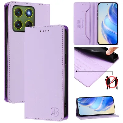 Image de Etui en cuir pour Motorola Edge 70, étui à rabat avec fentes pour cartes, portefeuille et support Violet