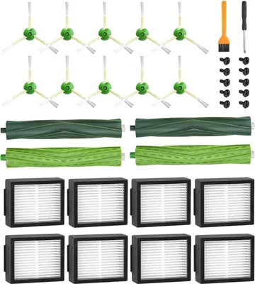 Produktbild von Bürsten Ersatzteile für iRobot Roomba E & I Serie i7+ i3+ i4+ i6+ i8+ j7+/Plus Ersatz Saugroboter Zubehör 4 Gummibürsten, 8 HEPA-Filter, 10 Seitenbürsten