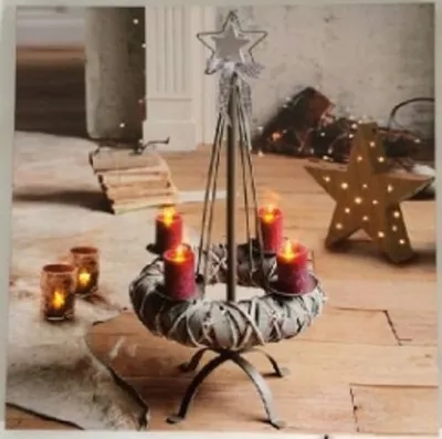 Produktbild von LED Leinwandbild Adventskranz beleuchtet Deko Weihnachten Bild 45x45x1,5 cm