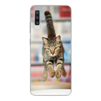 Produktbild von MuchoWow® Handyhülle Schutzhülle Hülle für Samsung Galaxy A70 Katze - Frühling - Stuhl Silikon Softcase Handy Hülle - Schutzhaube