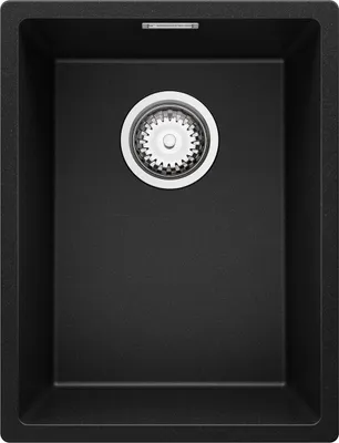 Produktbild von PRIMAGRAN Unterbauspüle Granit Schwarz 36x47cm, Spülbecken 1 Becken + Ablauf-Set, Granitspüle ab 40er Unterschrank - London