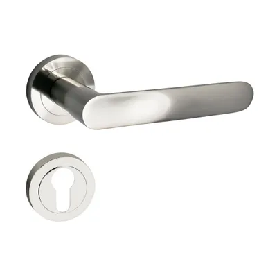 Produktbild von Domino Türgriff OVAL-R M9 Drückergarnitur PZ - Profilzylinder Set Rund-Rosette Türklinke für Zimmertür, Kellertür & Innentür Aluminium Nickel
