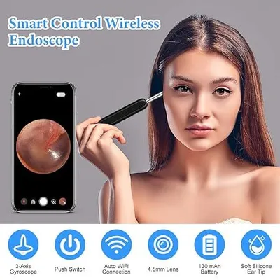 Produktbild von Ohrenschmalz Entferner Otoskop, Ohr Reinigung Set,LED, HD-Kamera,Wireless Wasserdicht für iOS Android,360° Weitwinkelobjektiv, IPX5 wasserdicht