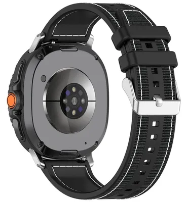 Image de Pour Samsung Galaxy Watch 8 / 8 Classic Hybrid Nylon Tressé Bracelet en silicone noir