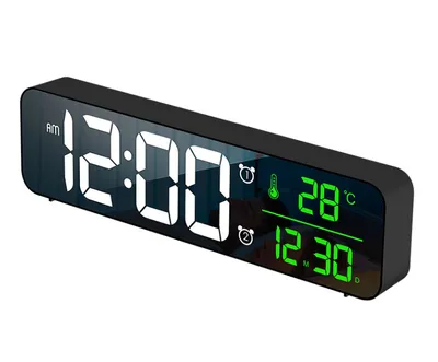 Produktbild von Digitaler Wecker,LED-Wecker Digitale Spiegel-Wanduhr Große Ziffern-Tischuhr mit Datums-Temperaturanzeige,USB-Digital-Wecker,einstellbare Helligkeit