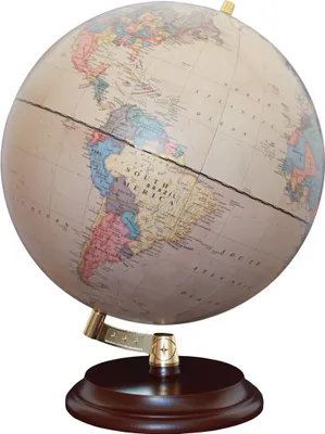Produktbild von Magellan Vasa Globus 32cm moderne Halterung ohne Meridian mit Holzfuß Farbe: politisches Kartenbild antik, Größe: 32 cm