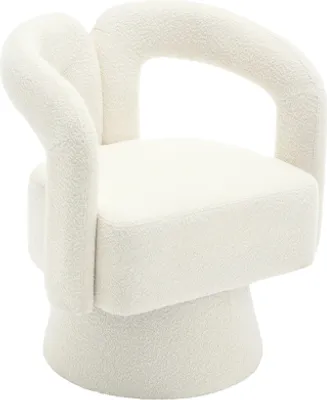 Produktbild von AIORBER Drehstuhl, 360-Grad-Drehung, runde Armlehnen, einzigartiges Design, breites Polsterband, für Wohnzimmer, Schlafzimmer, 67x55x74cm,Beige