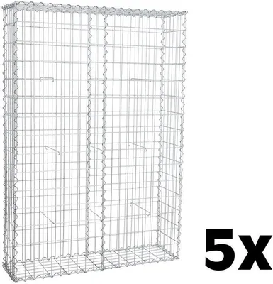 Produktbild von Gabione Steinkorb Steingabione 5x 150x100x30cm Drahtkorb Mauer Sichtschutz Zaun