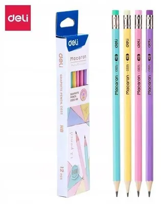 Produktbild von Deli-Bleistift mit Radiergummi, HB, 12 Stück